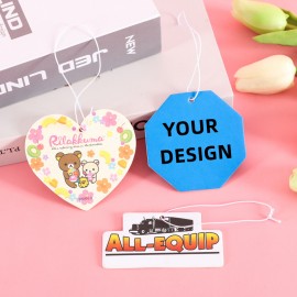 Custom Size/shape Full Color Paper Air Freshener up to 10 sq inches with Logo