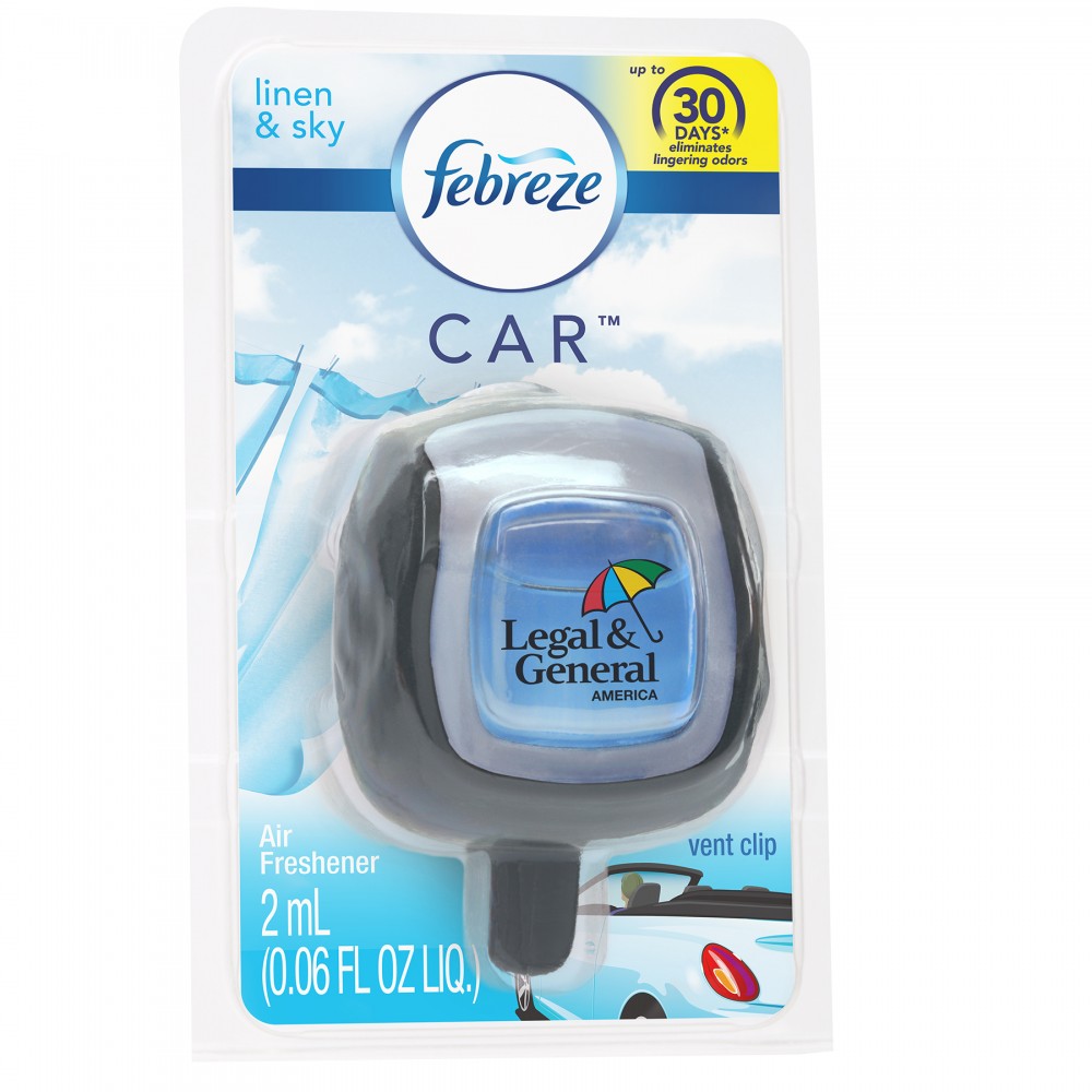 Febreze CAR Vent Clip, Linen & Sky scent, Clamshell Upgrade with Logo