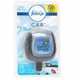 Febreze CAR Vent Clip - Clamshell; Linen & Sky scent with Logo