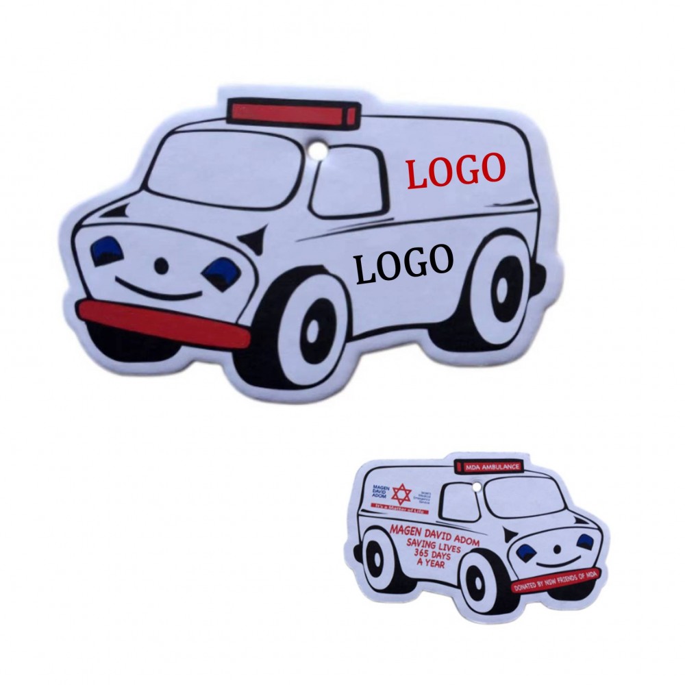 Ambulance Shaped Air Freshener Tag with Logo