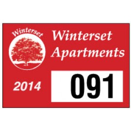 White Vinyl Rectangle Parking Permit (3"x 2") with Logo
