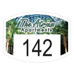 Outside Parking Permit | Flat Side Oval | 1 1/2" x 2" | White Vinyl | Full Color with Logo