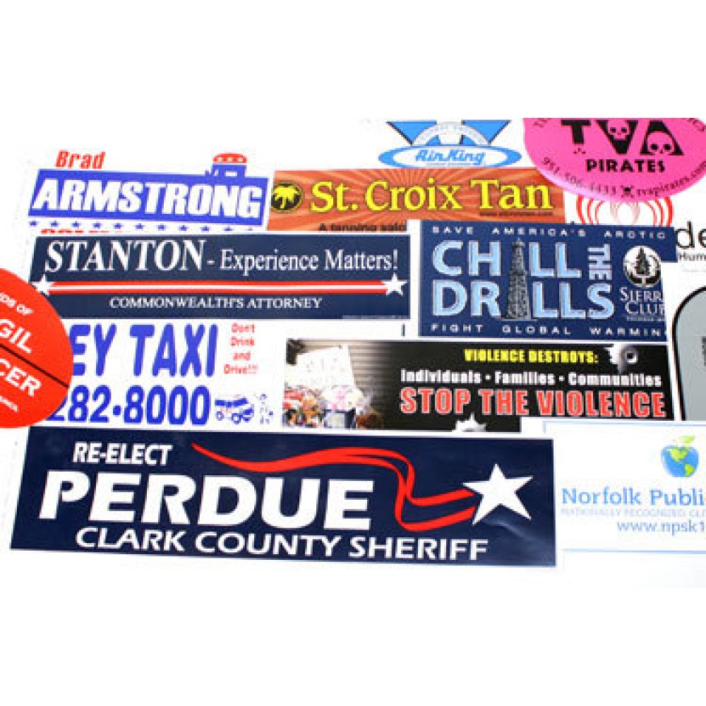 4-Color Process Rectangle Bumper Stickers (3"x11 1/2") with Logo