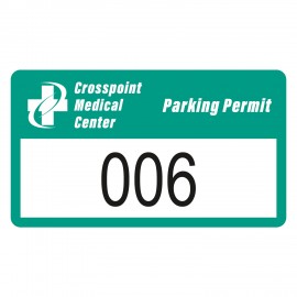 Outside Parking Permit | Rectangle | 2" x 3 1/2" | White Reflective | Numbered with Logo
