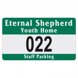 Custom Outside Parking Permit | Rectangle | 2 3/4" x 4 3/4" | White Vinyl | Numbered