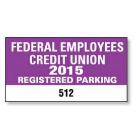 White Reflective Rectangle Parking Permit Decal (4 1/4"x 2 1/4") with Logo  White Reflective Rectangle Parking Permit Decal (4 1/4"x 2 1/4") with Logo