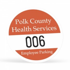 Customized Outside Parking Permit | Circle | 2 1/2" dia. | White Vinyl Customized Outside Parking Permit | Circle | 2 1/2" dia. | White Vinyl