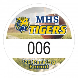 Promotional Outside Parking Permit | Circle | 2 1/2" dia. | White Vinyl | Full Color | Numbered