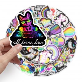 50Pcs Rainbow Stickers with Logo