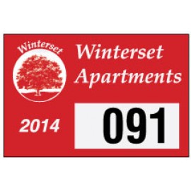 White Reflective Rectangle Parking Permit Decal (3"x 2") with Logo