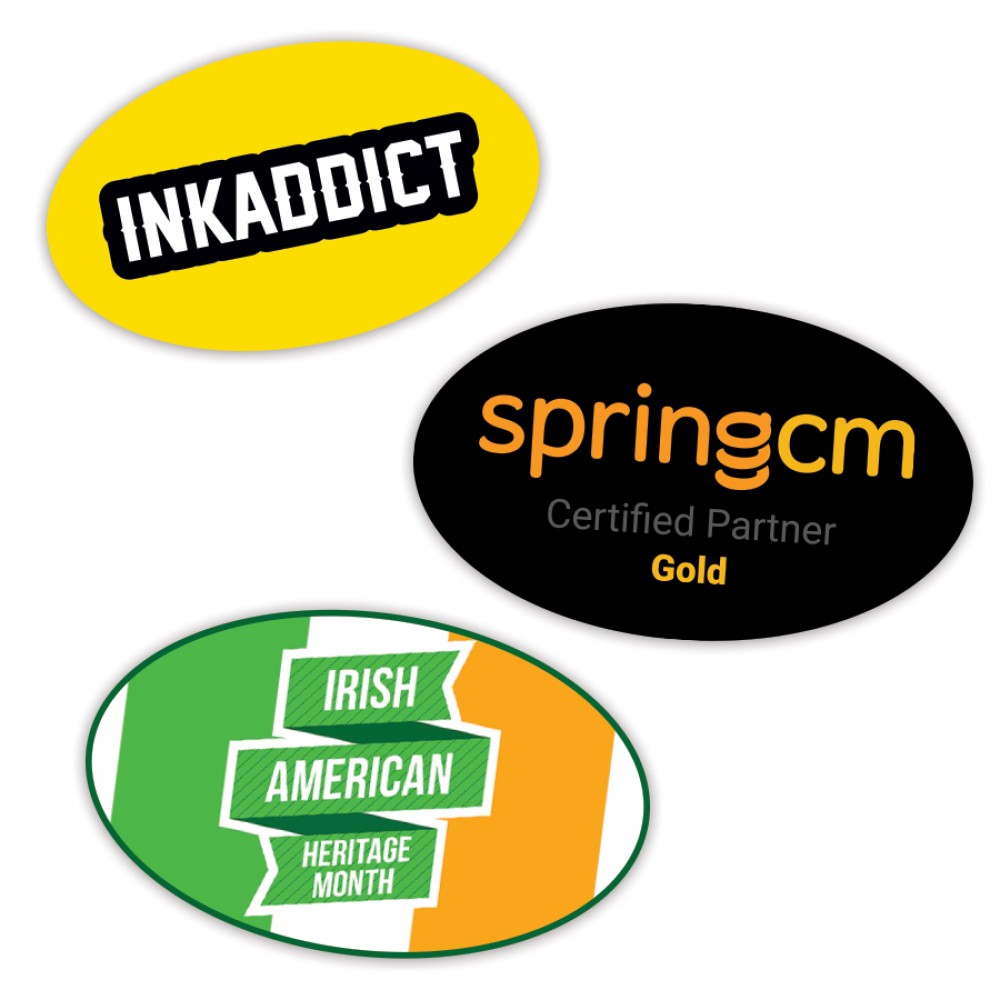 1.5" x 2.5" Oval Water-resistant Stickers with Logo