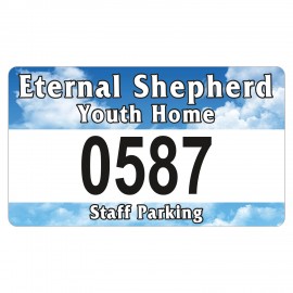 Outside Parking Permit | Rectangle | 2 3/4" x 4 3/4" | White Vinyl | Full Color with Logo  Outside Parking Permit | Rectangle | 2 3/4" x 4 3/4" | White Vinyl | Full Color with Logo