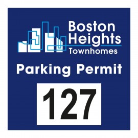 Customized Outside Parking Permit | Square | 3" x 3" | White Vinyl | Numbered