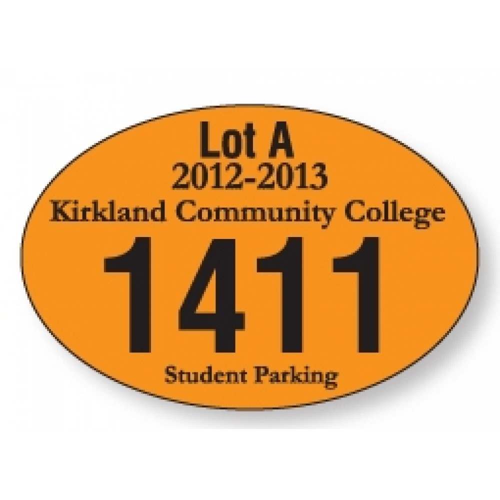 Promotional White Vinyl Oval Parking Permit Decal (3"x 2")
