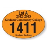 Personalized White Vinyl Oval Parking Permit Decal (3"x 2")