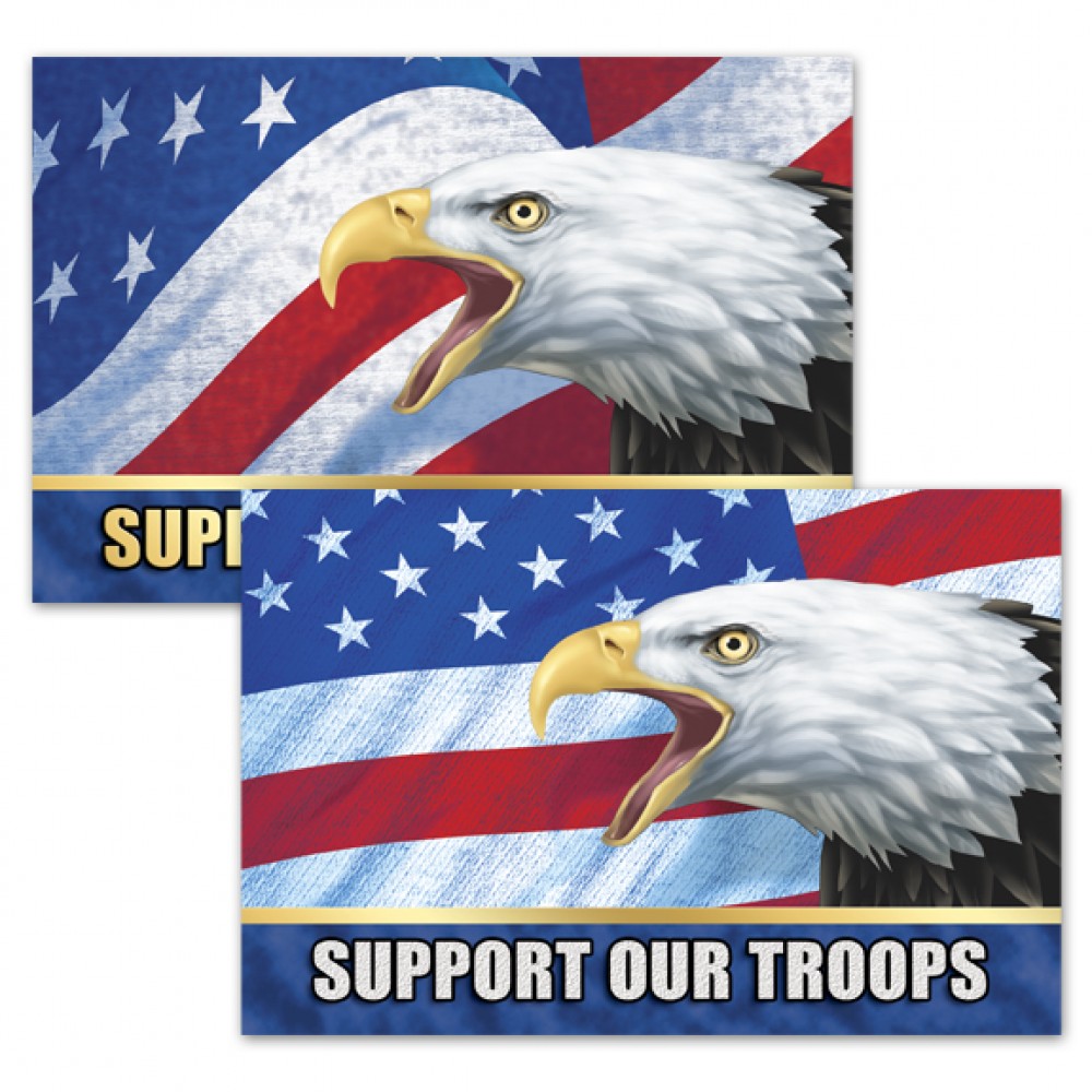 Logo Imprinted 3D Lenticular Sticker / Patriotic Images w/Text "Support Our Troops" (Imprinted) (6"x4") Logo Imprinted 3D Lenticular Sticker / Patriotic Images w/Text "Support Our Troops" (Imprinted) (6"x4")