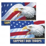 Logo Imprinted 3D Lenticular Sticker / Patriotic Images w/Text "Support Our Troops" (Imprinted) (6"x4")