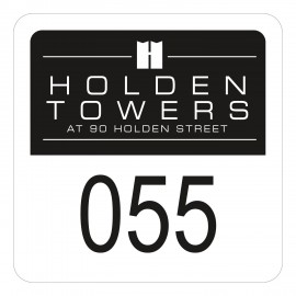 Personalized Outside Parking Permit | Square | 1 3/4" x 1 3/4" | White Reflective | Numbered  Personalized Outside Parking Permit | Square | 1 3/4" x 1 3/4" | White Reflective | Numbered