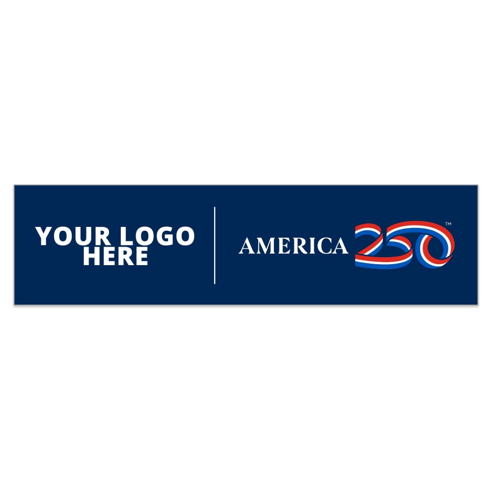 America 250 TM Full Color Bumper Sticker | Rectangle | 3" x 11 1/2" | White Vinyl with Logo