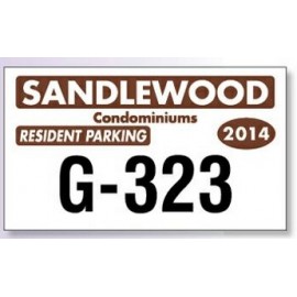 Logo Branded White Vinyl Parking Permit Decal (4 3/4"x 2 3/4")