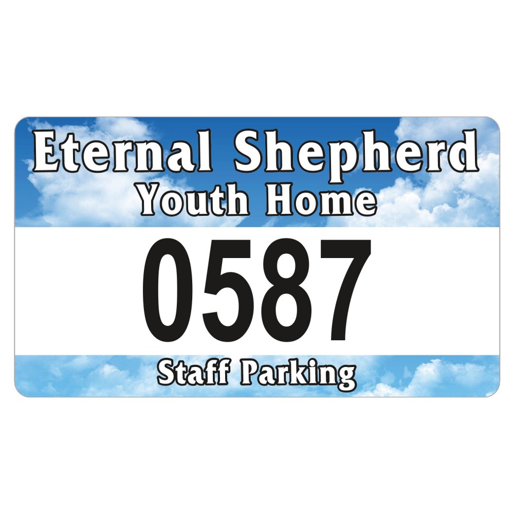 Personalized Outside Parking Permit | Rectangle | 2 3/4" x 4 3/4" | White Vinyl | Full Color | Numbered