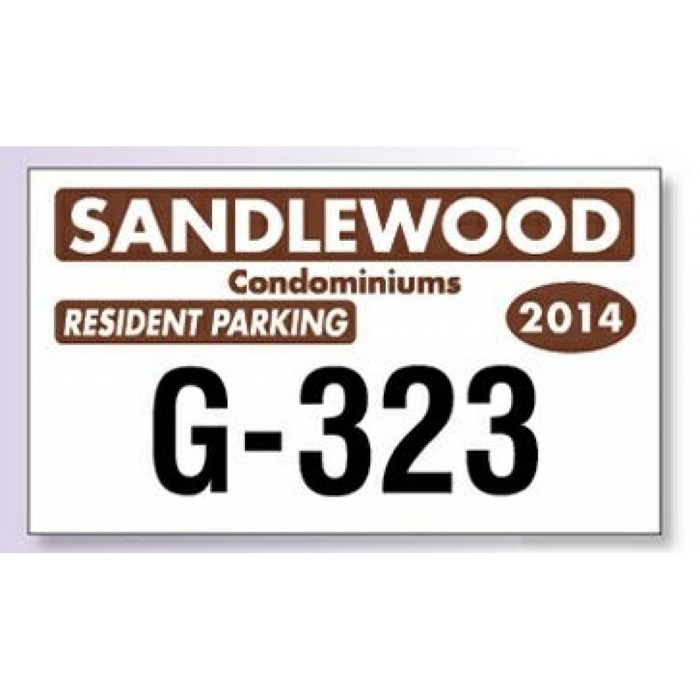 Customized White Reflective Parking Permit Decal (4 3/4"x 2 3/4")