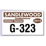White Reflective Parking Permit Decal (4 3/4"x 2 3/4") with Logo
