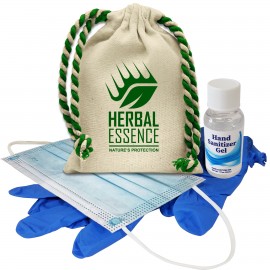 Cotton Drawstring Sanitizer Kit with Logo  Cotton Drawstring Sanitizer Kit with Logo