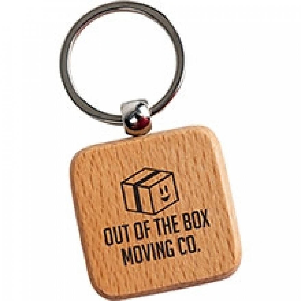 Logo Branded Square Wooden Key Tag