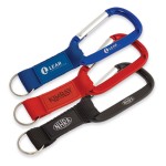 Logo Branded Key Tag Carabiner with Strap and Raised Rubber Patch