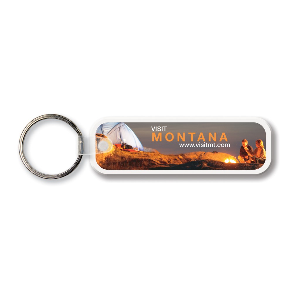 Logo Branded Rectangle w/Round Corners Key Tag - Full Color (1" x 3.125")