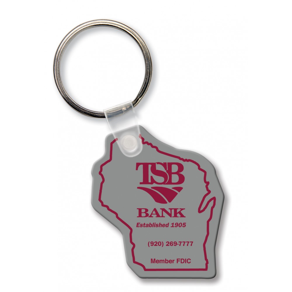 Wisconsin State Shape Key Tag (Spot Color) with Logo
