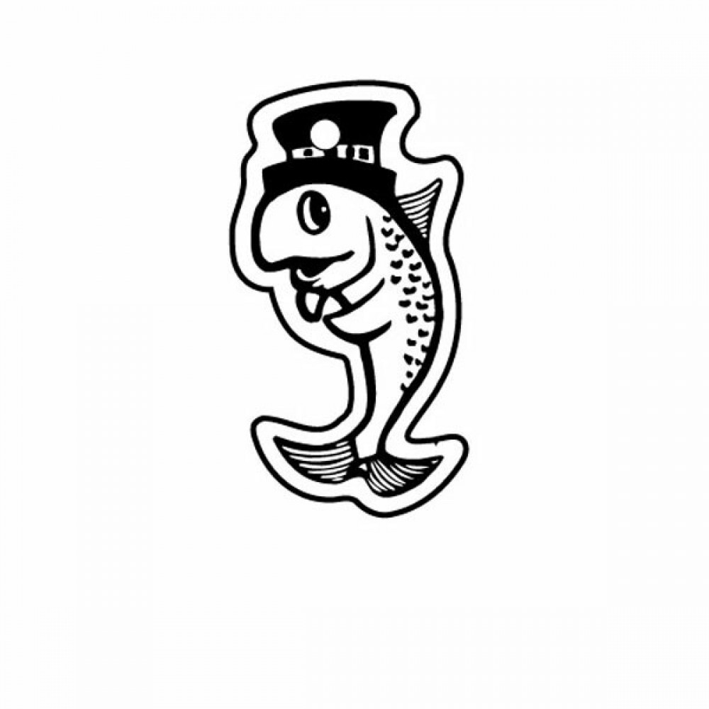 Logo Branded Cartoon Fish w/Hat Key Tag (Spot Color)