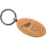Oval Wooden Key Tag with Logo