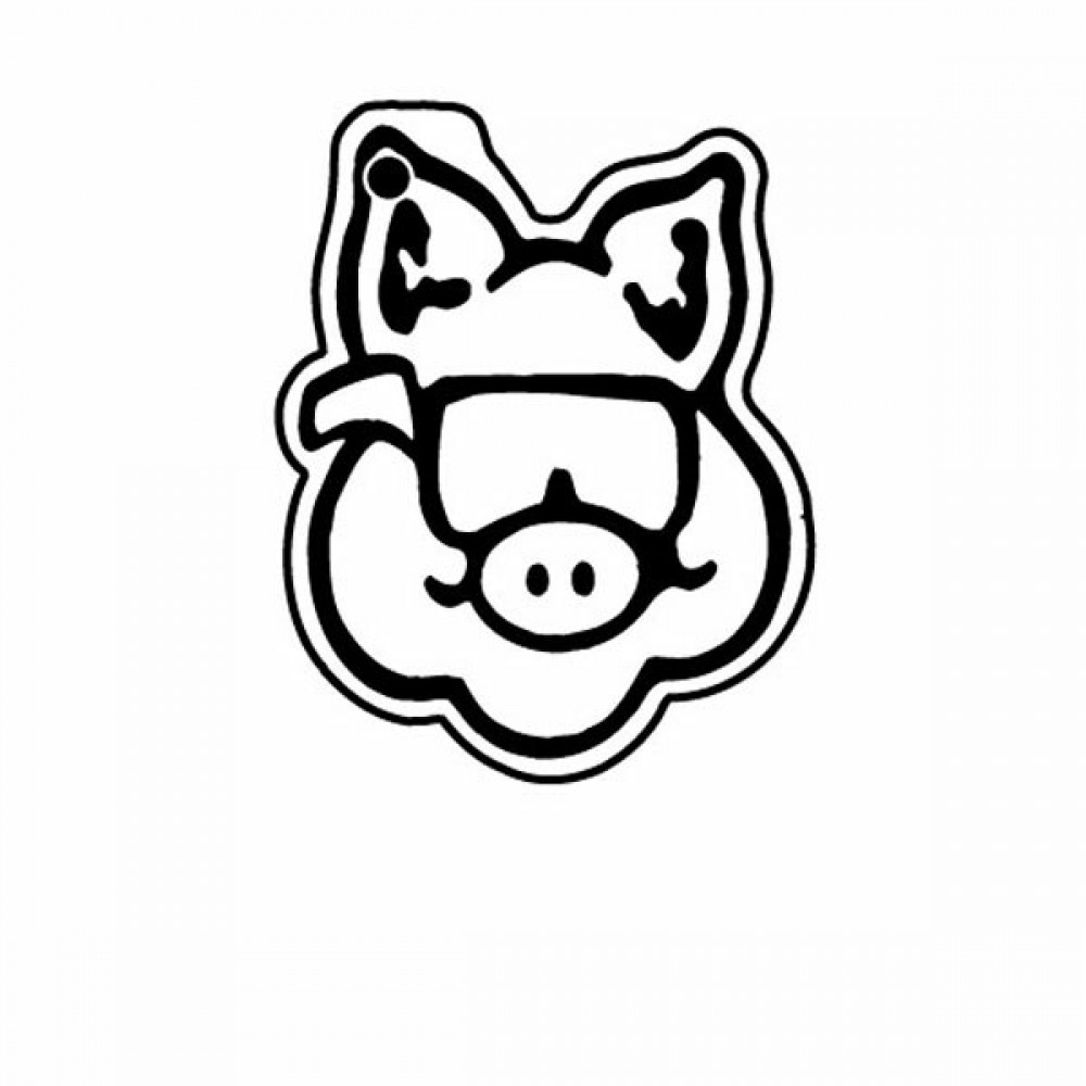 Pig w/Glasses Key Tag (Spot Color) with Logo