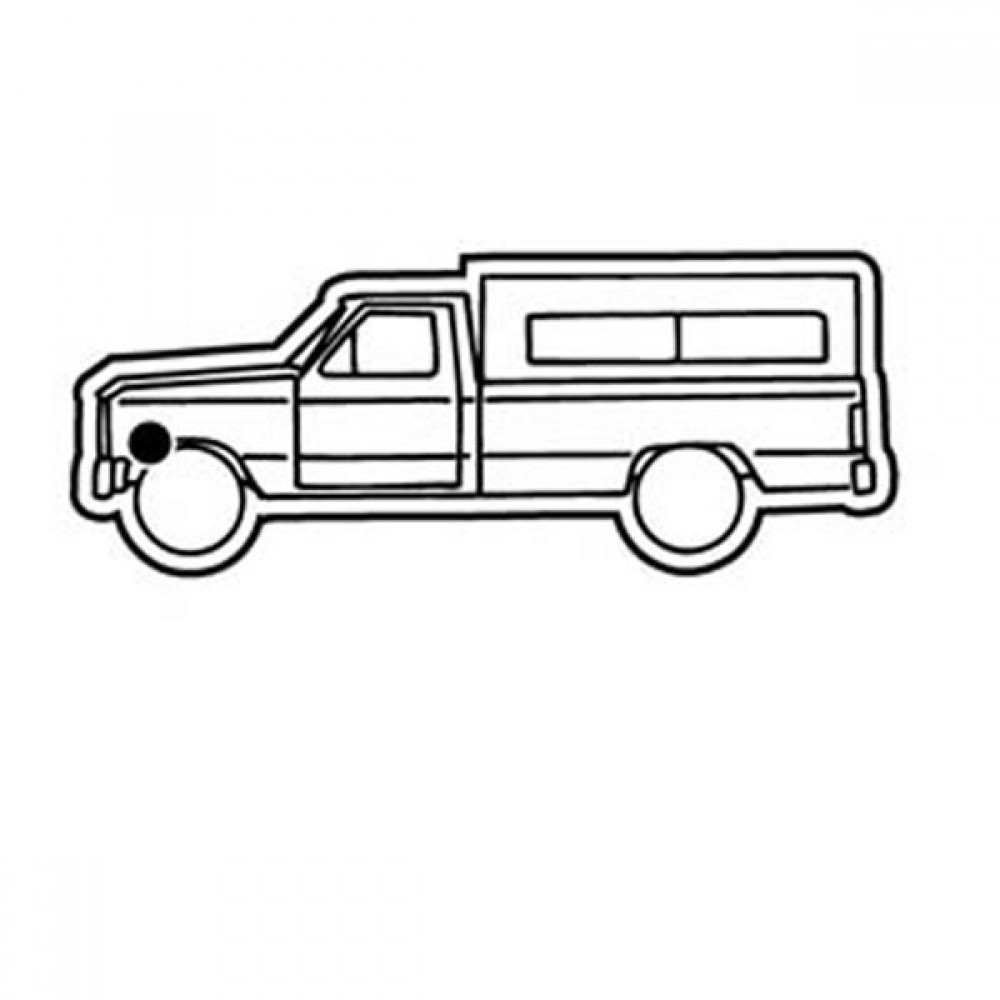 Customized Pickup Truck w/Cap Topper Key Tag - Spot Color