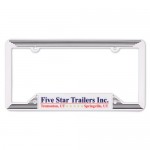 White Molded License Plate Frame with Logo