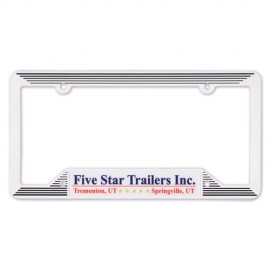 White Molded License Plate Frame with Logo