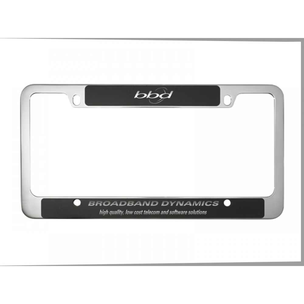 Personalized Chrome Plated Plastic License Plate Frame w/ Wide Bottom Engraving