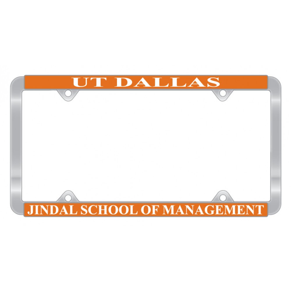 Chrome Plated Plastic Signature Laminate License Plate Frame w/Plastic White Vinyl Material with Logo