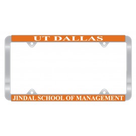 Chrome Plated Plastic Signature Laminate License Plate Frame w/Plastic White Vinyl Material with Logo