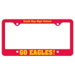 Custom Imprinted Red Auto License Frame w/ 4 Holes & Large Bottom Straight Panel