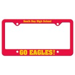 Custom Imprinted Red Auto License Frame w/ 4 Holes & Large Bottom Straight Panel