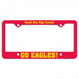 Custom Imprinted Red Auto License Frame w/ 4 Holes & Large Bottom Straight Panel