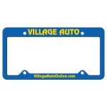 Logo Imprinted Blue Auto License Frame w/ 4 Holes & Large Top Straight Panel