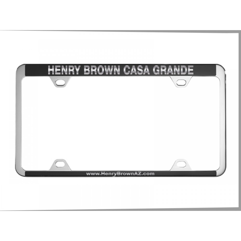 Promotional Chrome Plated License Frame w/ Wide Top Engraving