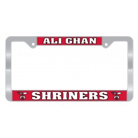 Promotional Chrome Plated Metal Signature Laminate License Plate Frame w/Metal White Vinyl Material