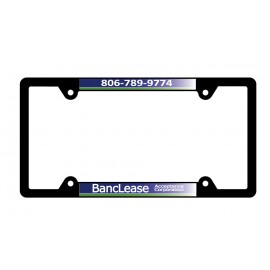 Black Plastic Signature Dome Standard License Plate Frame w/White Reflective with Logo