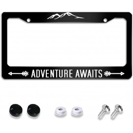 License Plate Frame Adventure Awaits Car Tag Frame, License Plate Holder, Car Plate Frame, with Logo