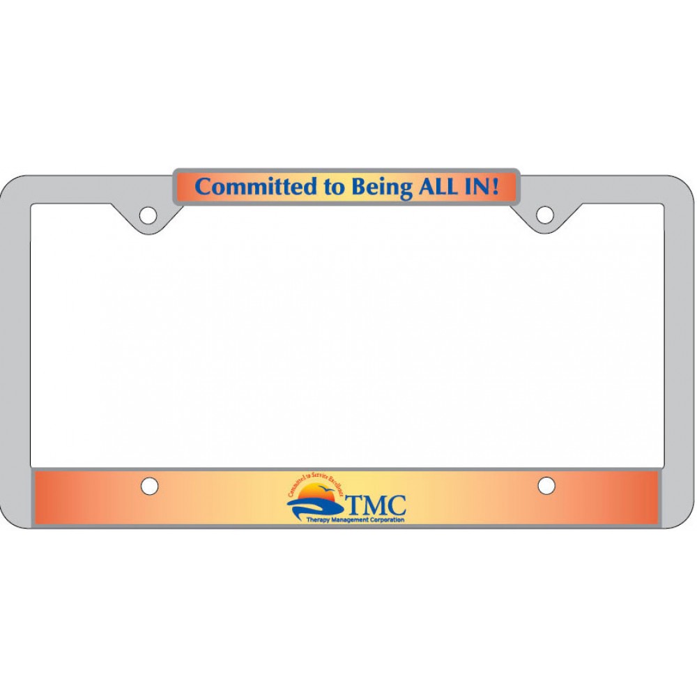 Promotional Chrome Plated Plastic Signature Dome Chrome Plate Frame w/White Vinyl Material